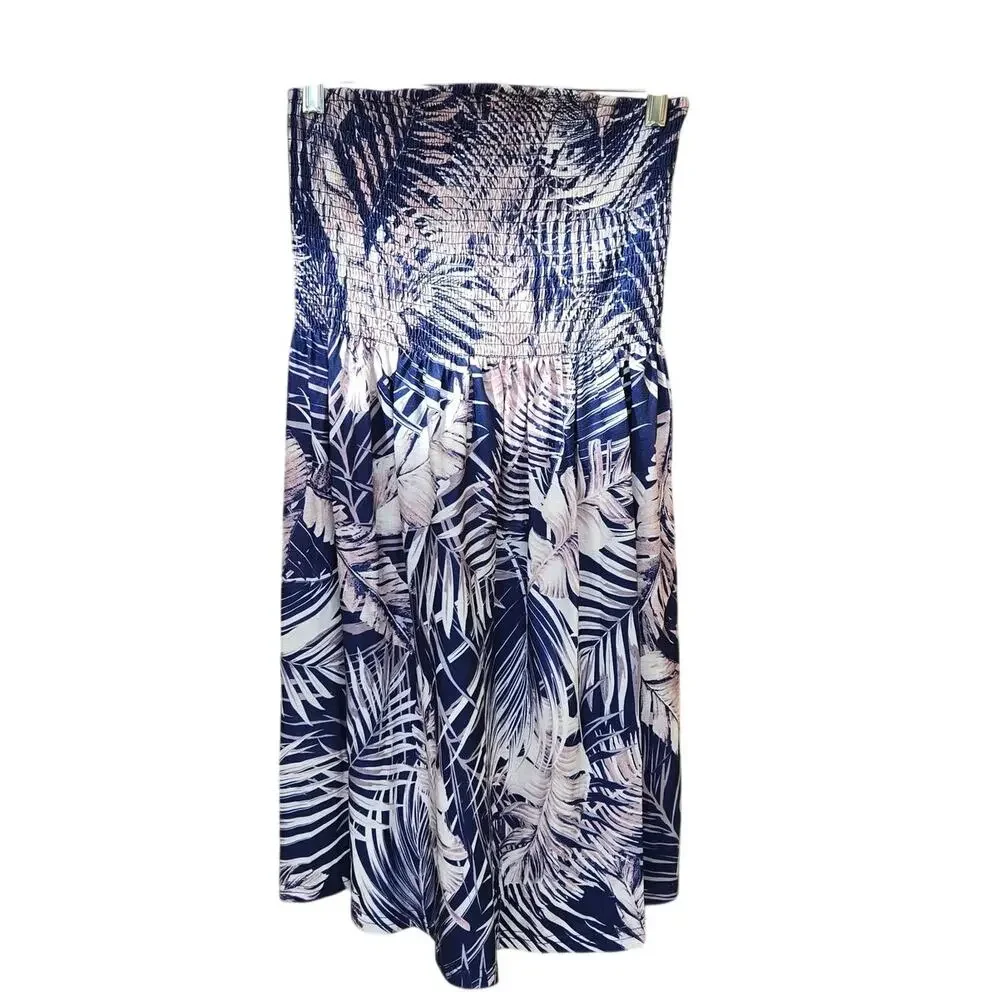 NWOT CHICGAL Small Blue/White Boho Floral Print Summer Cover Up/Sun Dress [0024] - Picture 2 of 8